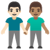 👨🏻‍🤝‍👨🏽 men holding hands: light skin tone, medium skin tone display on Google